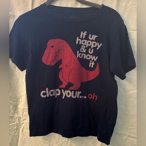 Kids Navy Blue T-Shirt with Red Dinosaur Graphic